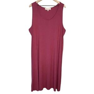 Women's Plus 1X Philosophy Midi Tank Wine Dress Scoop Neck Soft Knit